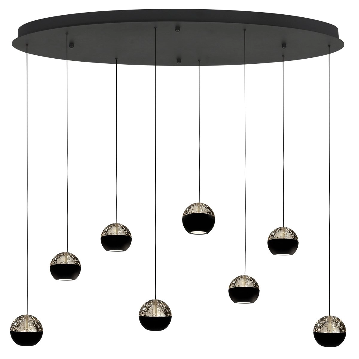 Lampe suspendue ovale Belluno LED 8 voyants - Noir