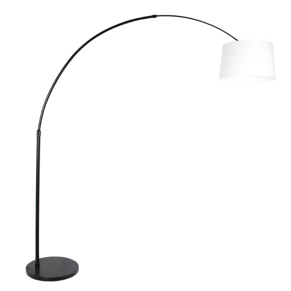 Lampe à arc Stresa noir avec abat-jour uni blanc Steinhauer 8712746106619