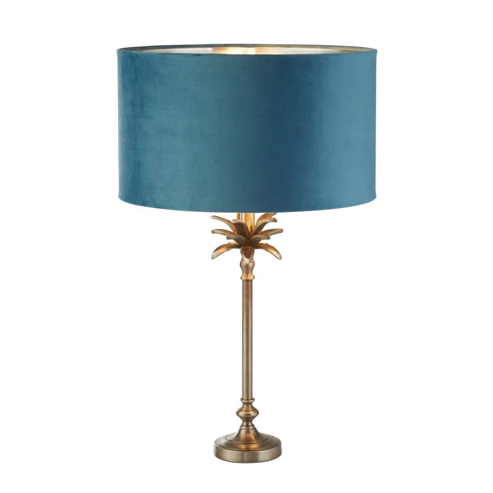 Lampe de table Palm or avec nuance bleue Searchlight 5053423257525
