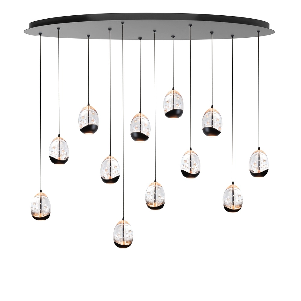 Suspension Clear Egg Noir 12 lumières ovale Suspension Clear Egg Noir 12 lumières ovale