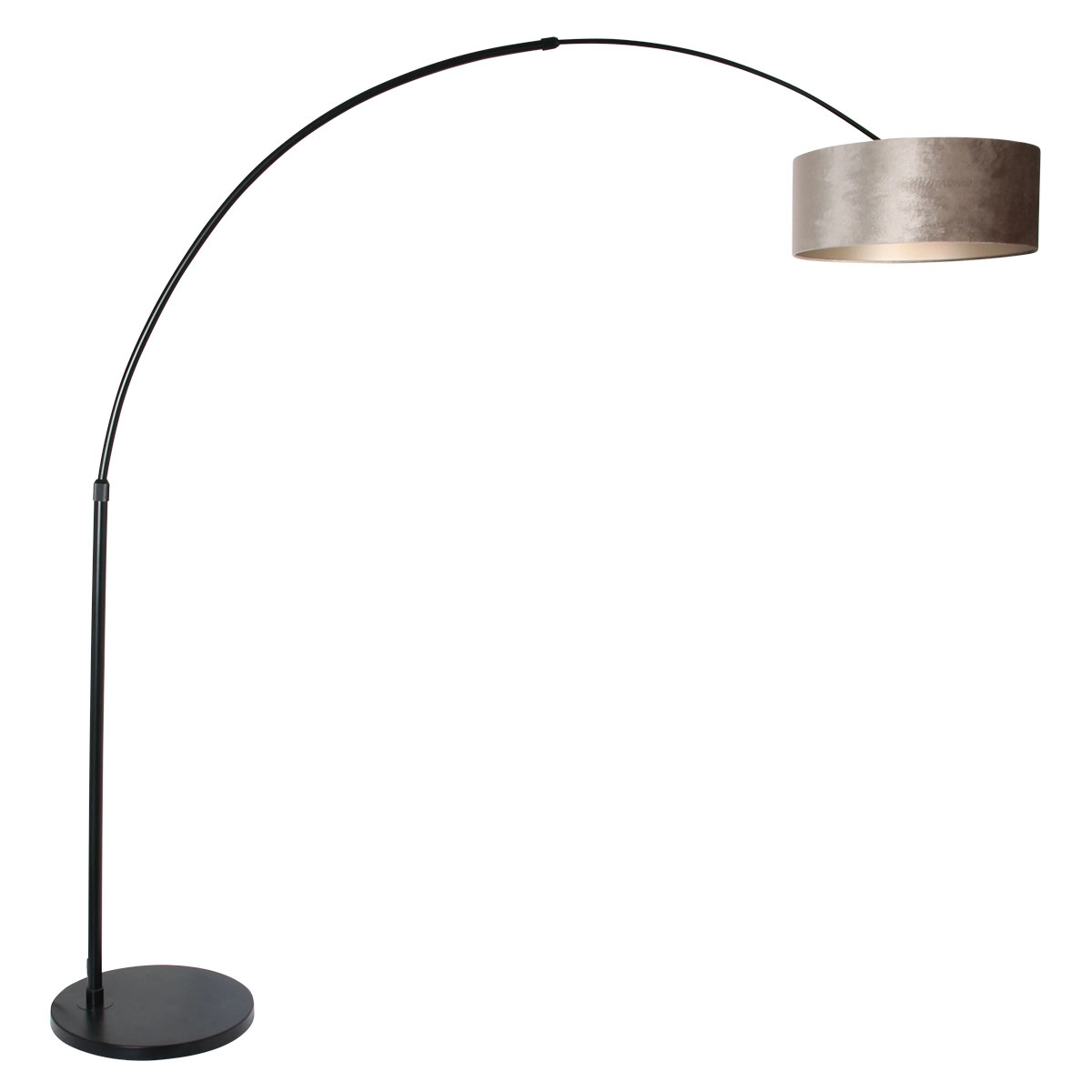 Lampe à arc Sparkled noir avec capuche en velours taupe