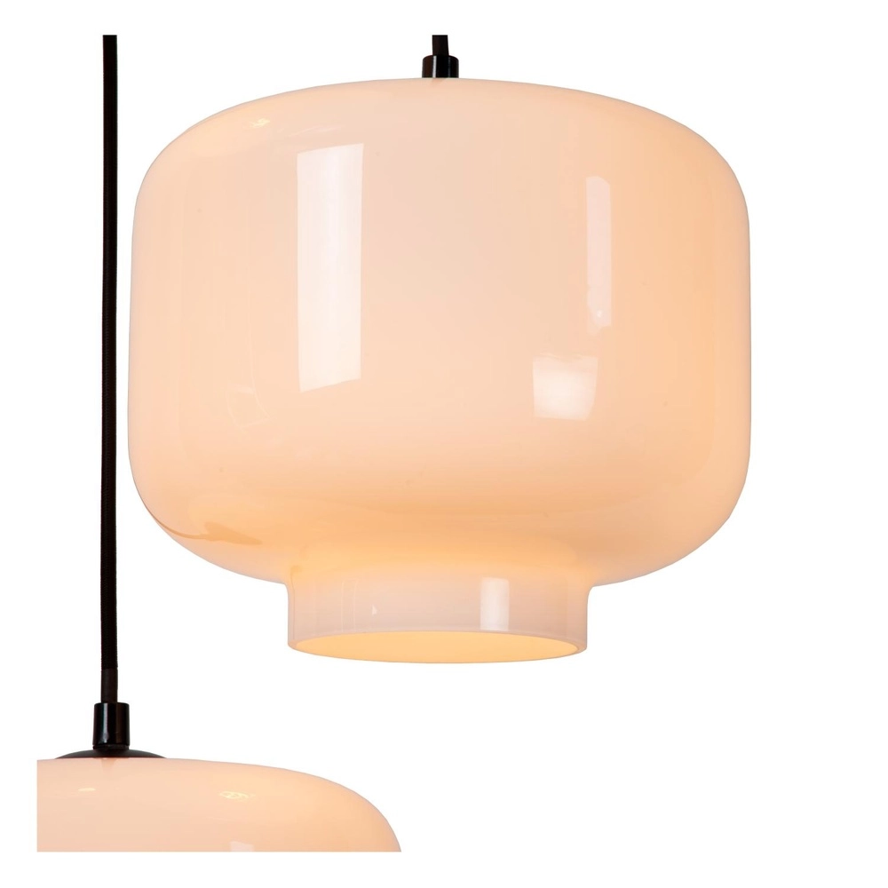 Lampe suspendue droite Medine 3-noir clair avec opale Lucide 5411212461001
