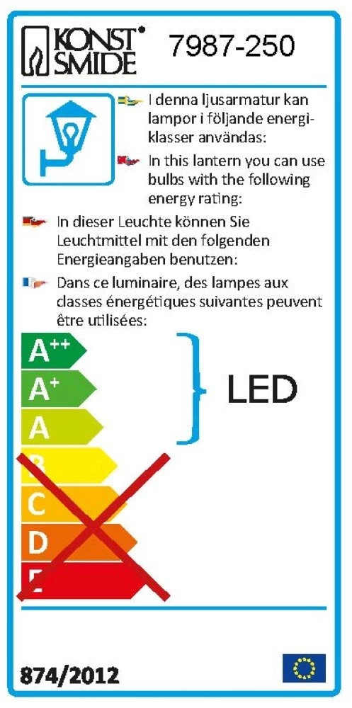 Spot murale Potenza 22 cm blanc KonstSmide 7318307987256
