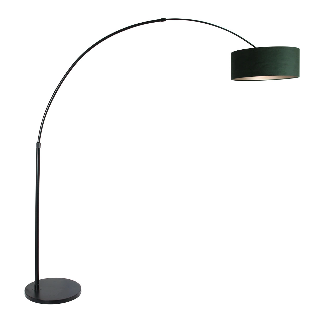 Lampe à arc Sparkled noir avec capuche en velours vert Lampe à arc Sparkled noir avec capuche en velours vert