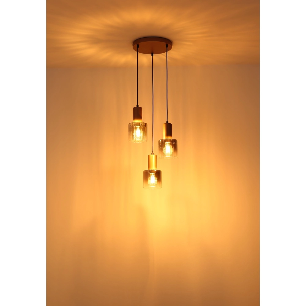 Lampe suspendue Walton 3 café brun clair Globo 9007371583188