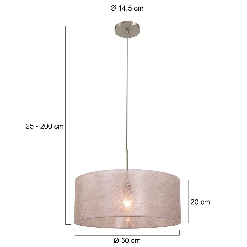 Lampe à suspension Stresa avec abat-jour gris argenté de 50 cm Steinhauer 8712746118155