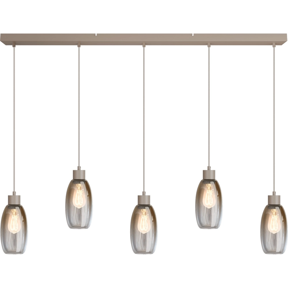 Lampe suspendue en verre Olive 5x Ø 12,5cm - sable