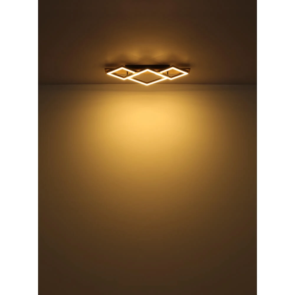 Plafonnier Obrien Noir avec bois 2-lightest Globo 9007371512300