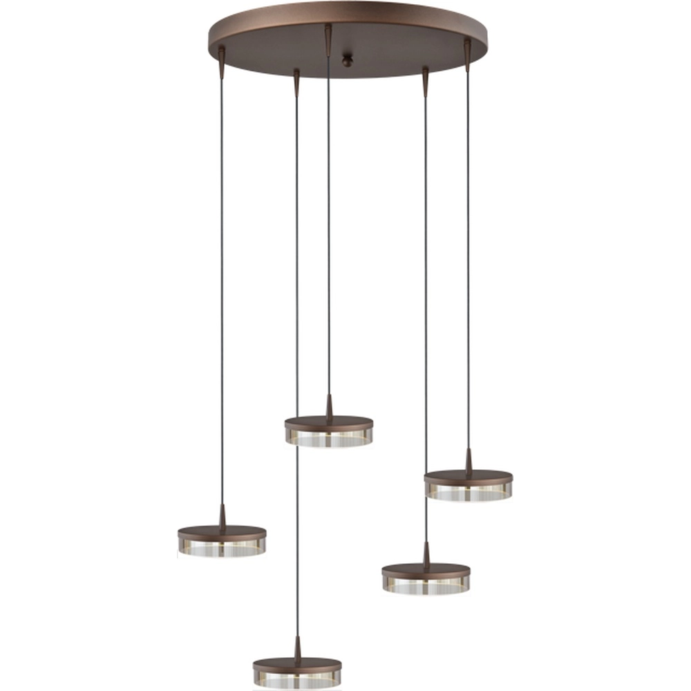 Lampe suspendue à 5 lumières Imperia Ø 50 cm de cacao brun