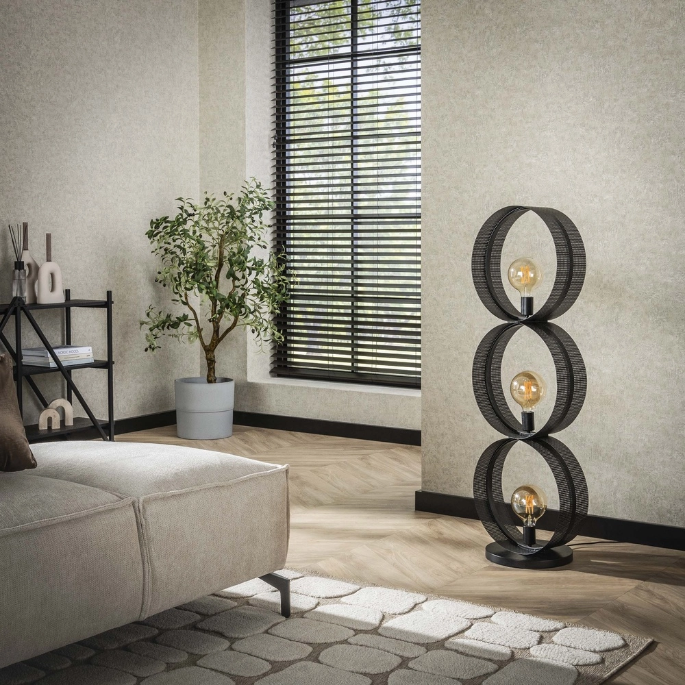 Lampe de sol de campagne Ring Charbon - 3x E27 Lyora 8716803510968