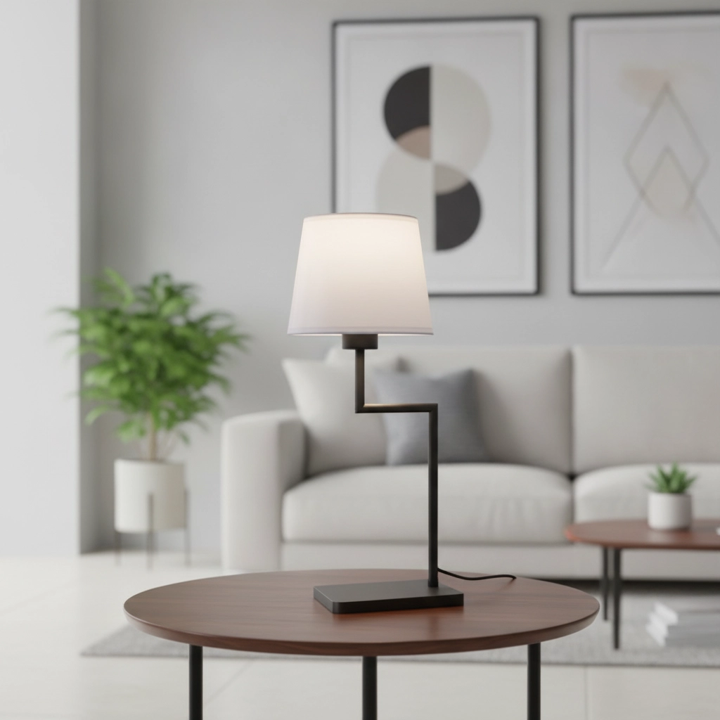 Lampe de table Savona noir avec capuche blanche