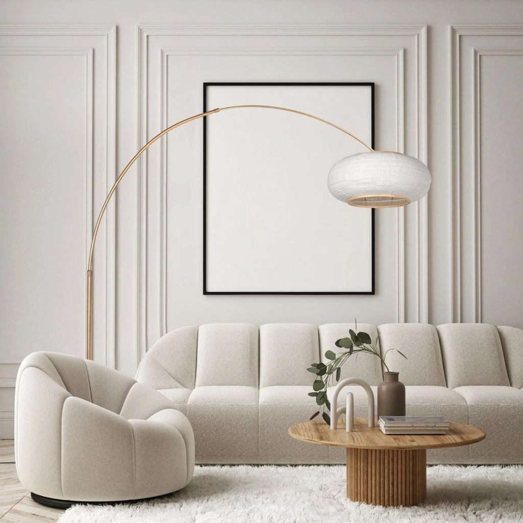 Lampe à arc en bronze Silva Alba avec une teinte blanche Ø60cm Steinhauer 8712746185676