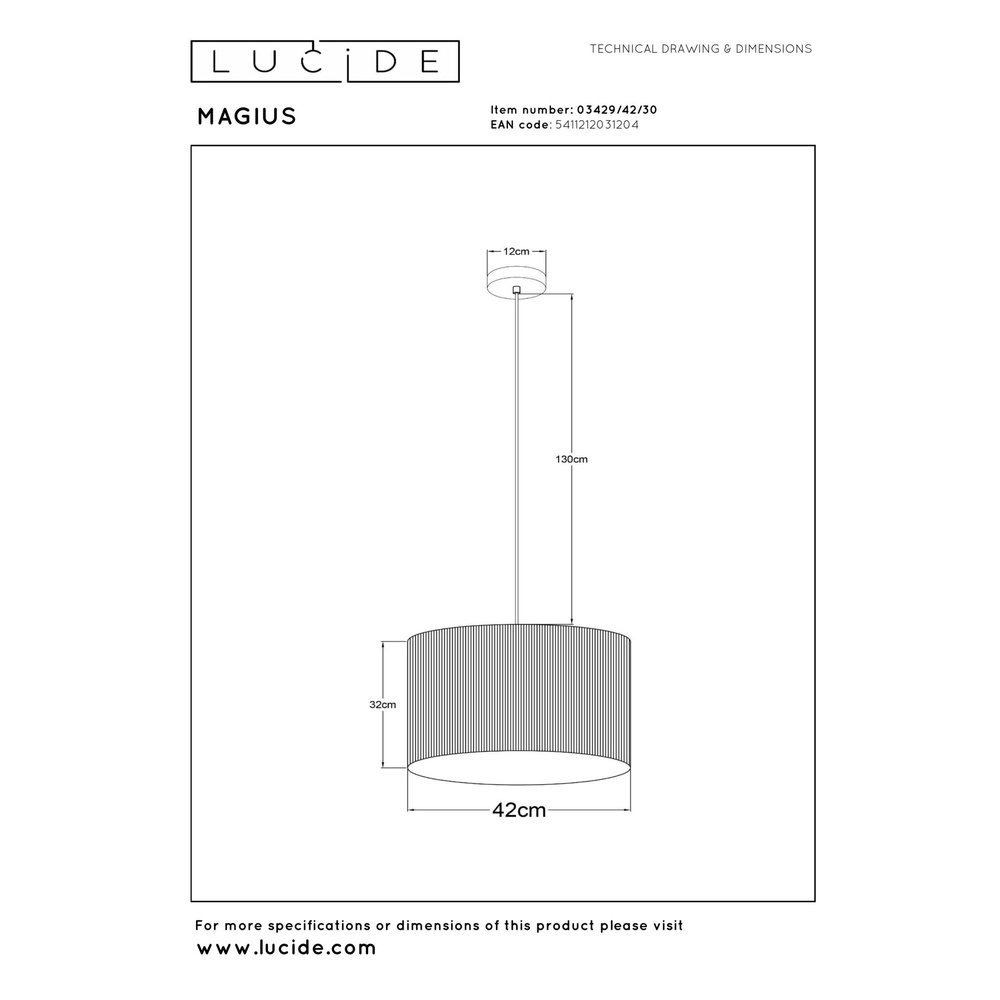 Lampe suspendue Magius Ø rotin de 42 cm Lucide 5411212031204