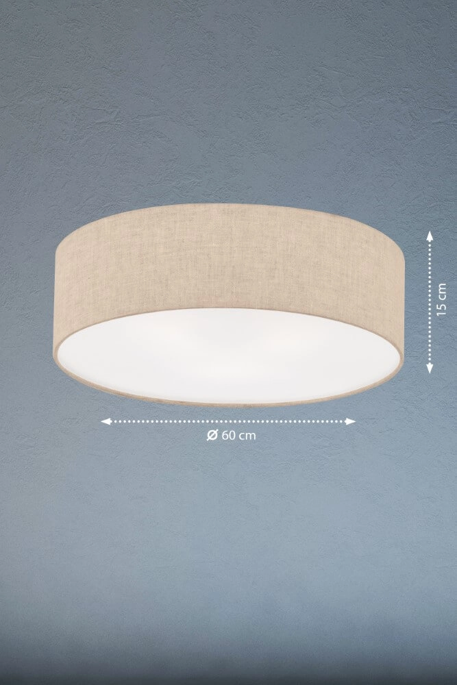Plafonnier Ø 60cm Thor avec du lin couleur sable Fischer & Honsel 4003694209137