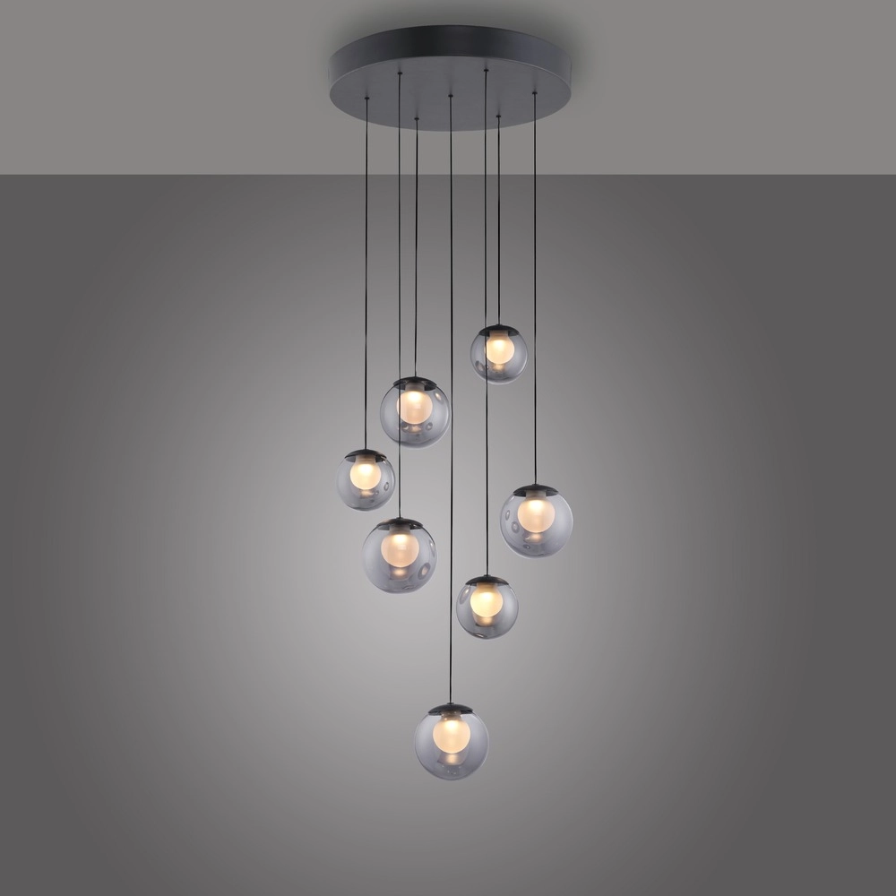 Lampe suspendue à 7 lampes Pure Popup Gris mystique Paul Neuhaus 4012248396674