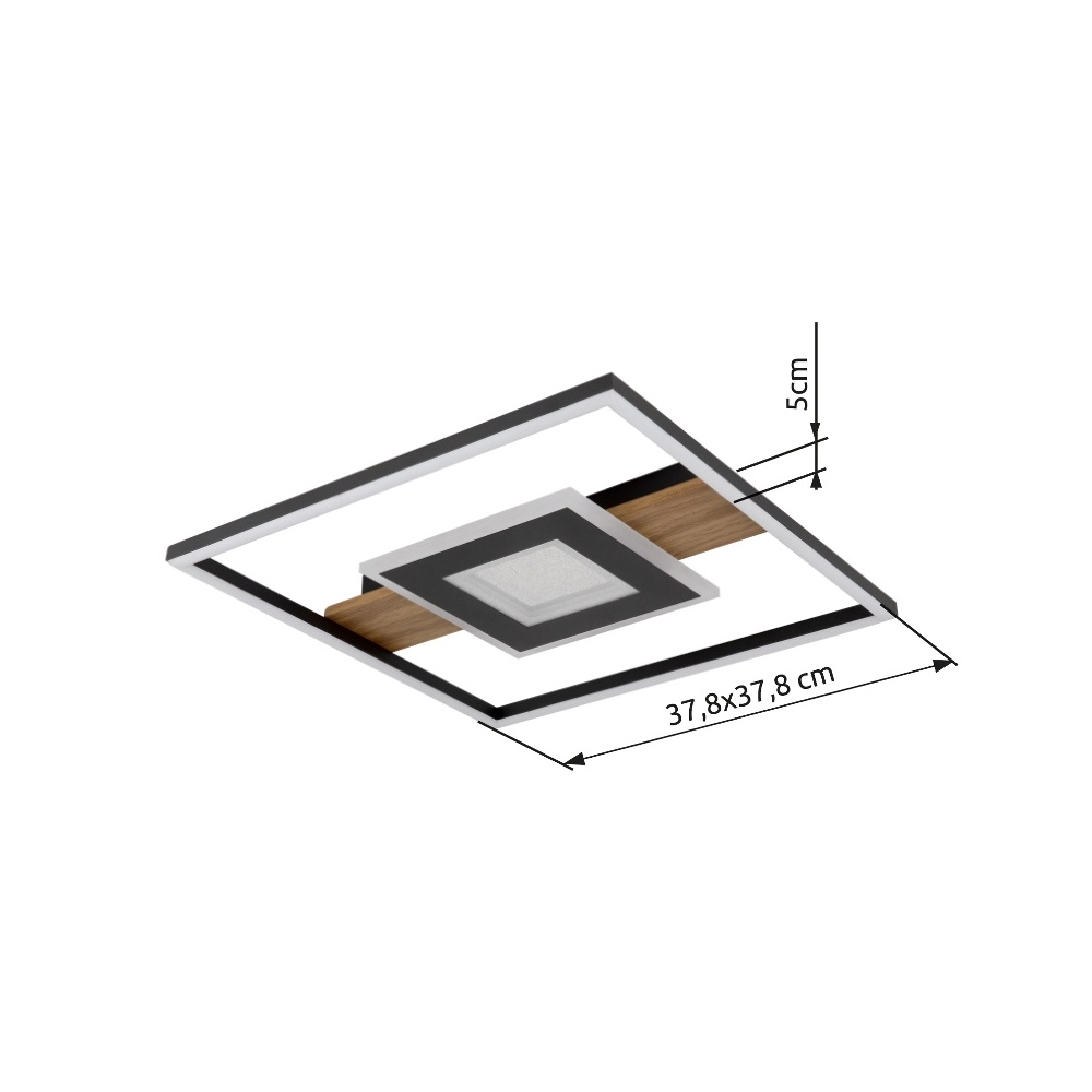 Lampe de plafond élégante Pikara noir avec bois Globo 9007371465712