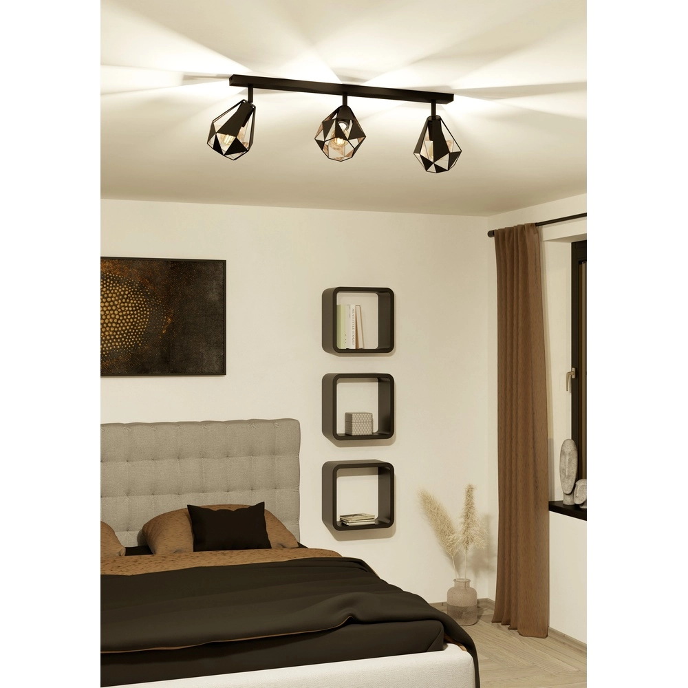 Lampe de plafond noire Carlton 7 3L - avec cuivre Eglo 9002759437176