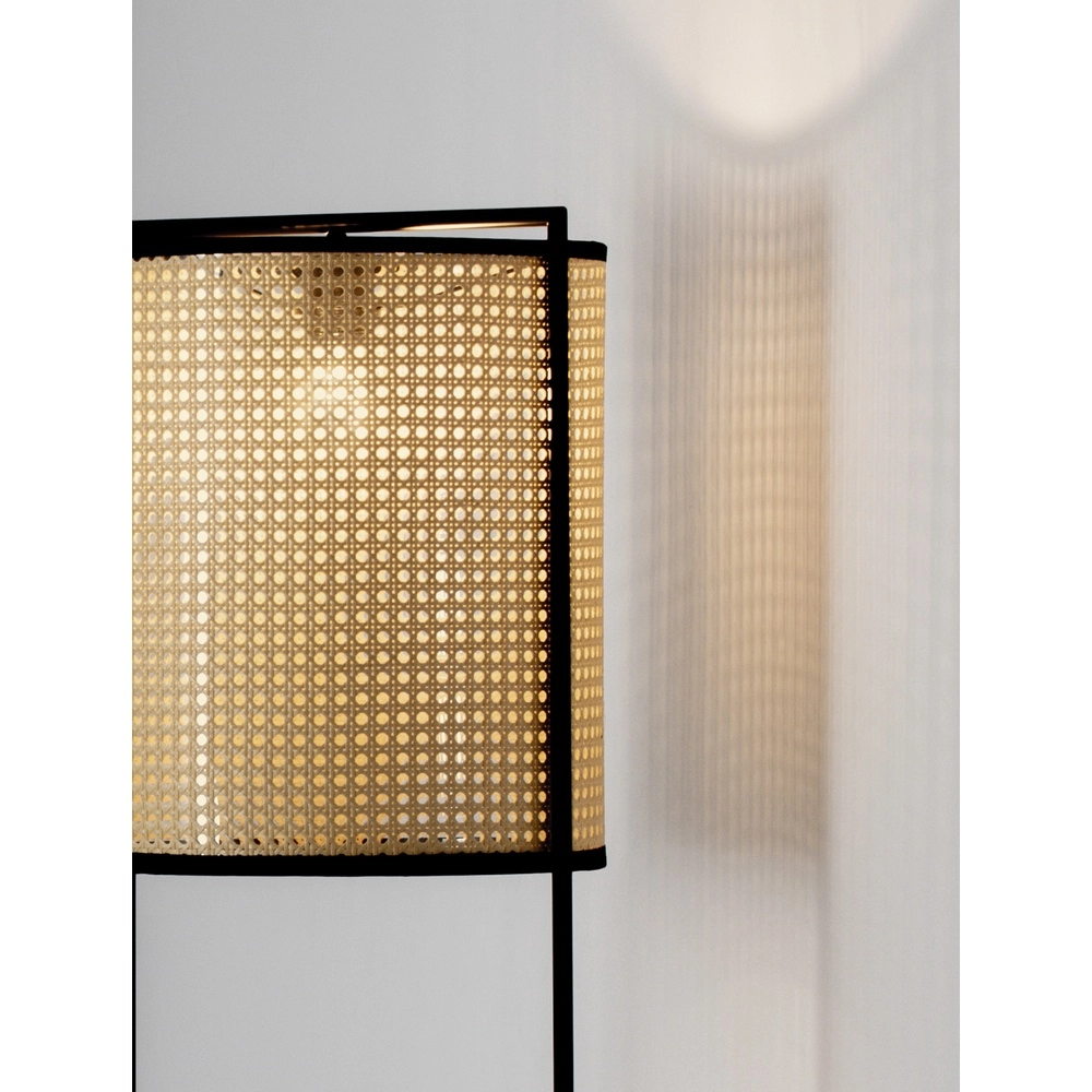 Lampadaire Erto noir et rotin Lyora 5212017455840