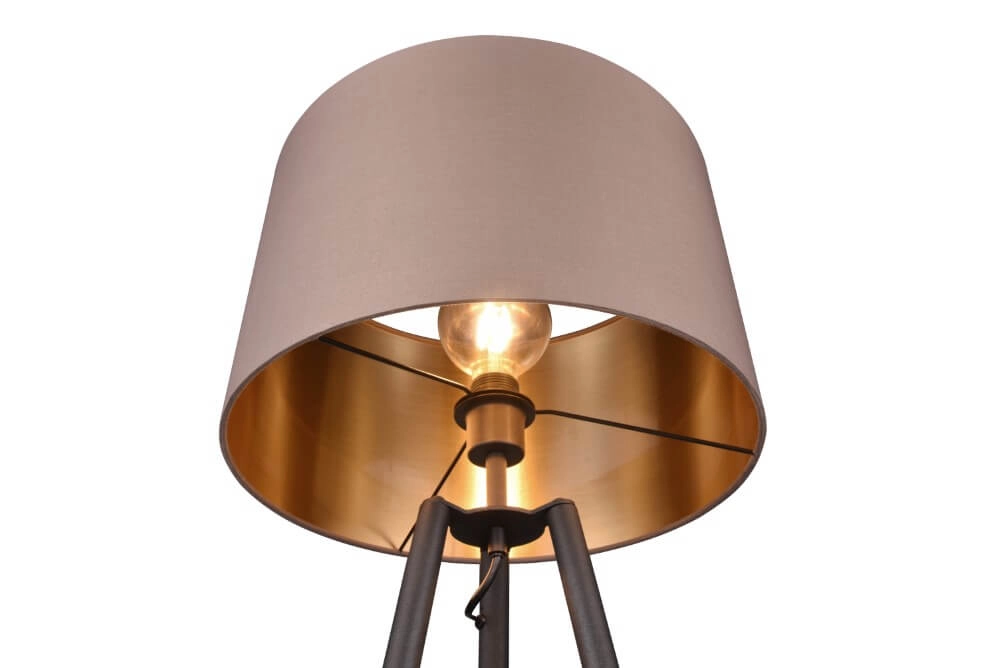 Lampadaire sur pied Colette noir avec nuance taupe Trio 4017807574548