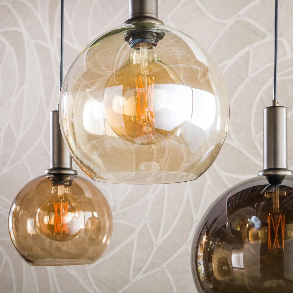 Lampe pendante de conception Moka 7-brun sable clair avec verre brun Lyora 8716803514881