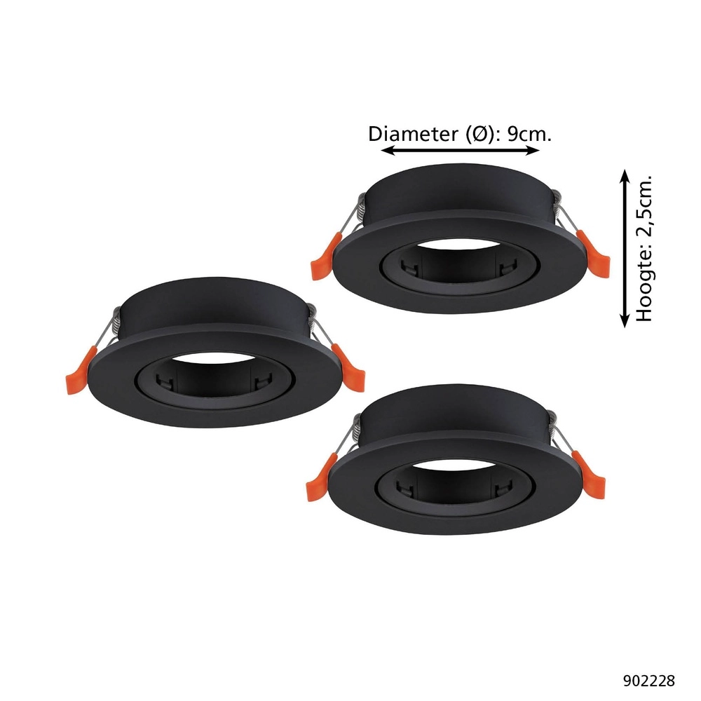 Lot de 3 spots encastrés Barranco noir Ø 9cm Eglo 9008606359103