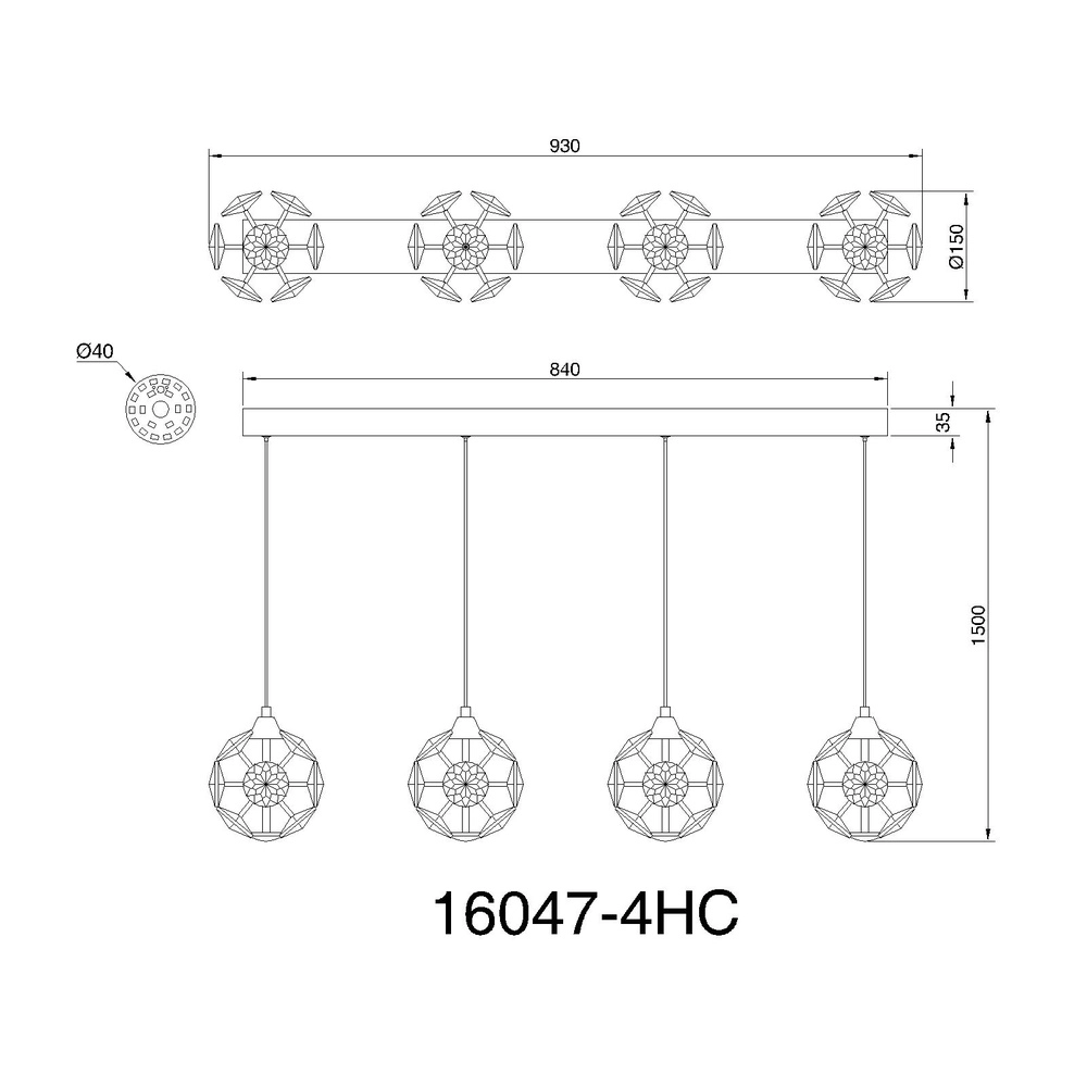Lampe suspendue à 4 lumières Virina Chrome Globo 9007371481255