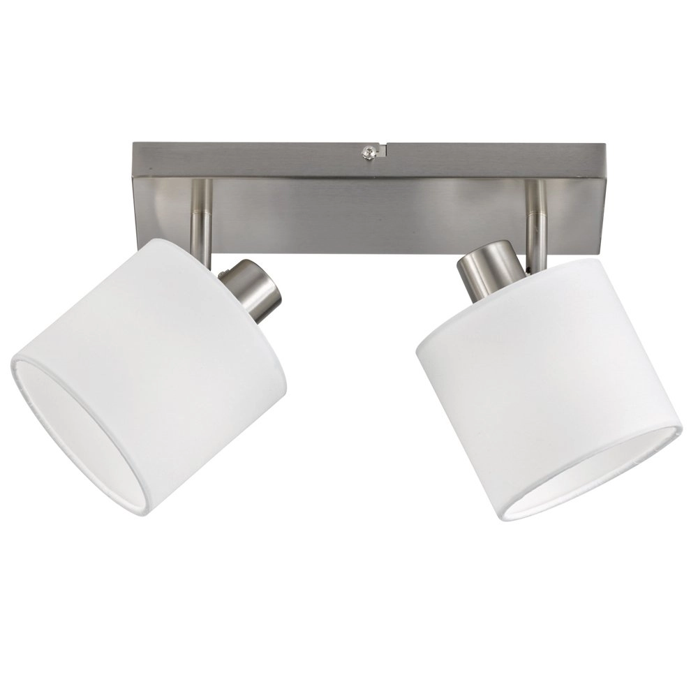 Spot de plafond Tommy 2 lumières en acier inoxydable avec blanc