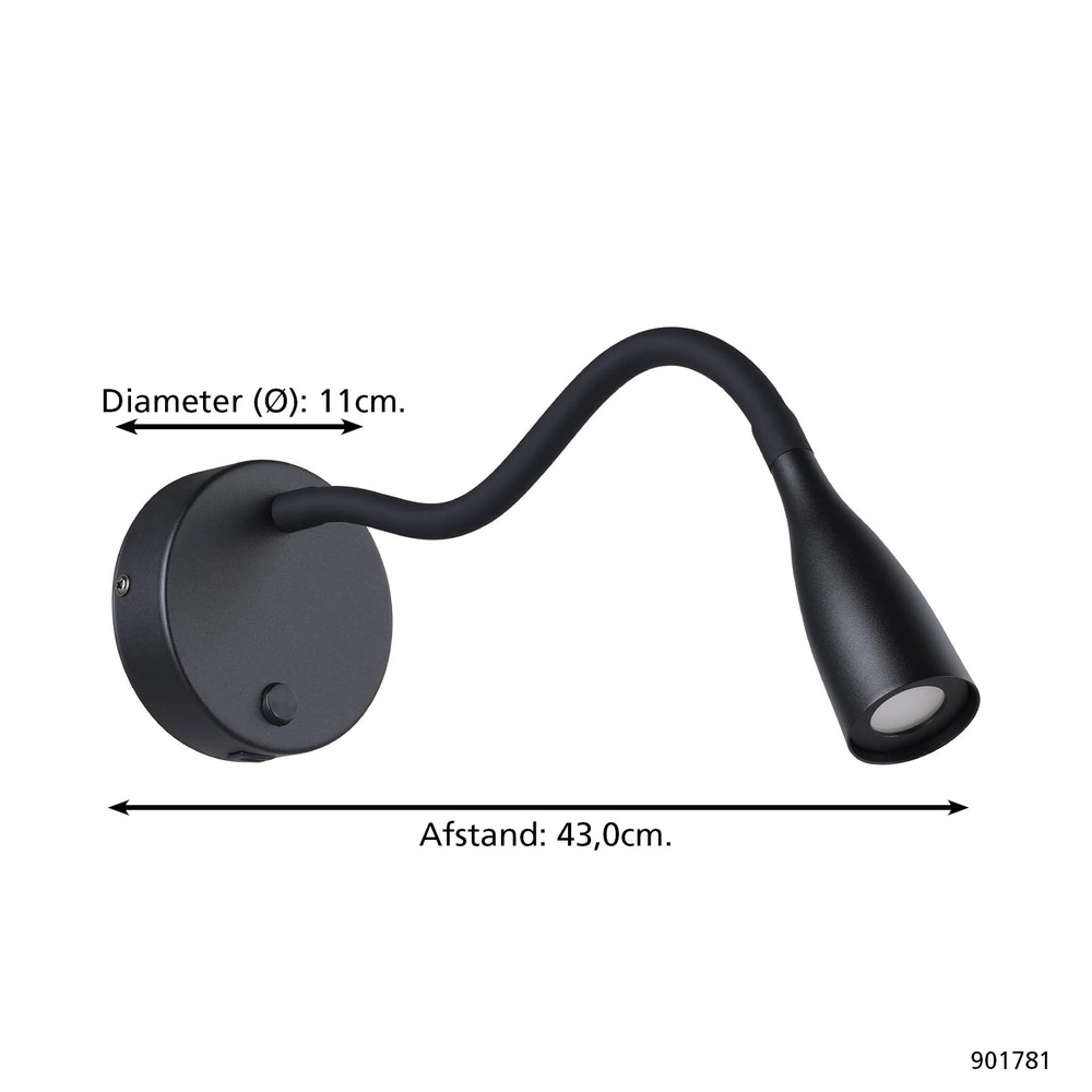 Lampe de chevet Olivandino 1 Noir flexible Eglo 9008606347780