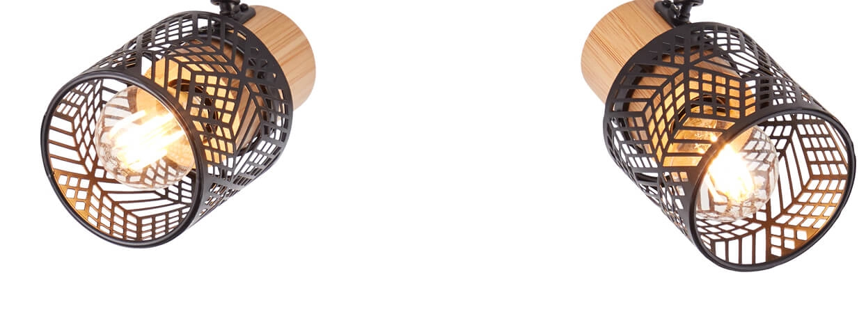 Taches Santy 4 lumières noir avec bois Brilliant 4004353391057