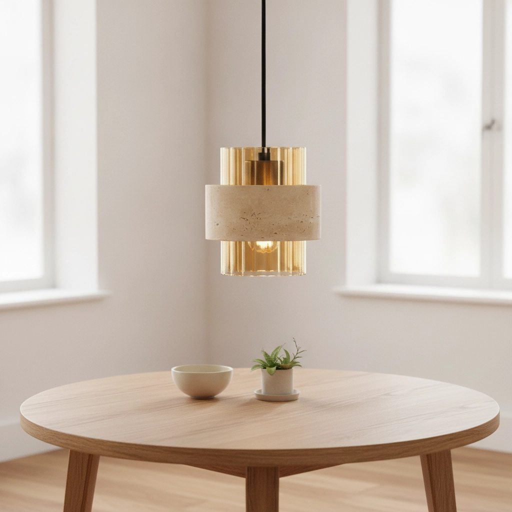 Lampe pendante moderne Melony Verre ambré avec brun sable