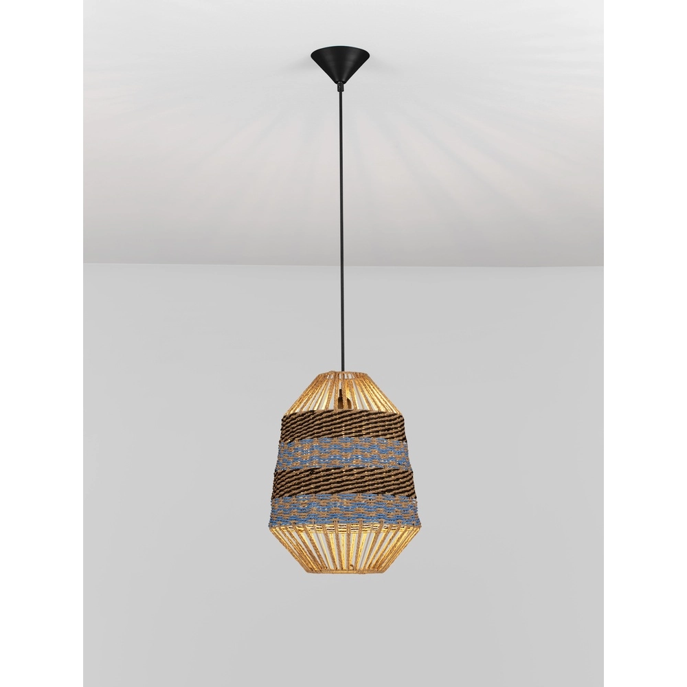 Suspension en rotin Copos bleu avec marron Suspension en rotin Copos bleu avec marron