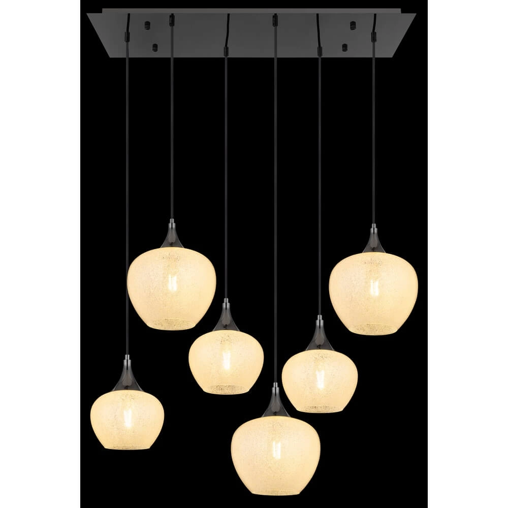 Suspension anthracite Maxy avec verre blanc 6 lumières Globo 9007371453184