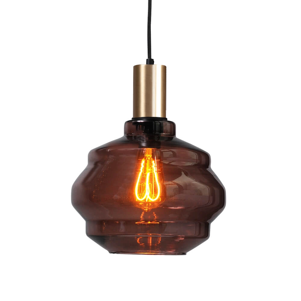 Lampe suspendue 3 lumières - dorée - Porto avec verres Ball rouges - Ø 24cm Masterlight 8718121269597