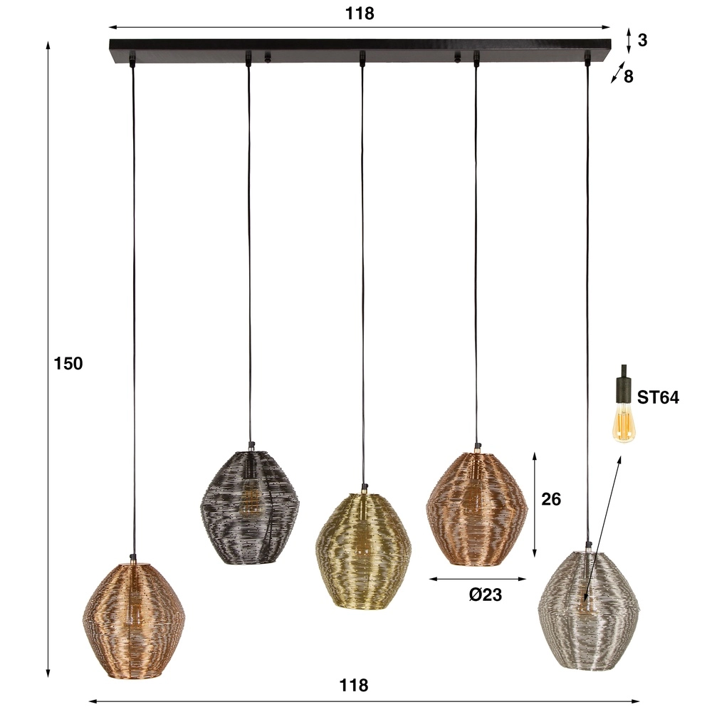 Lampe pendante en métal Web 5 lumières Lyora 8716803511415