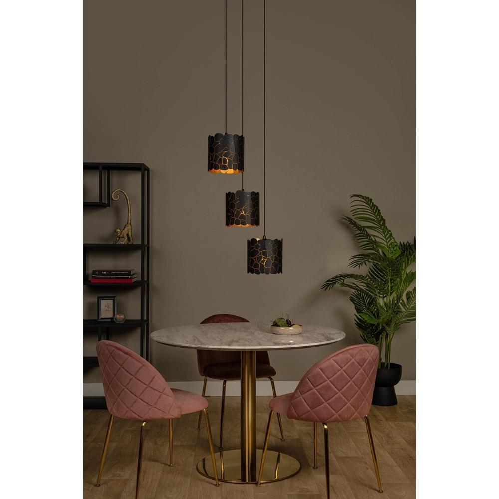 Lampe suspendue Almelo 3 couleurs noires claires avec un cercle intérieur doré Lucide 5411212211880