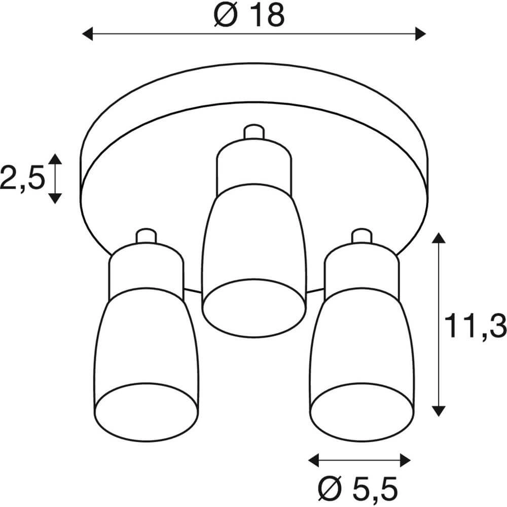 Projecteur rond Puri 2.0 Dome blanc 3 lumières SLV 4024163293846
