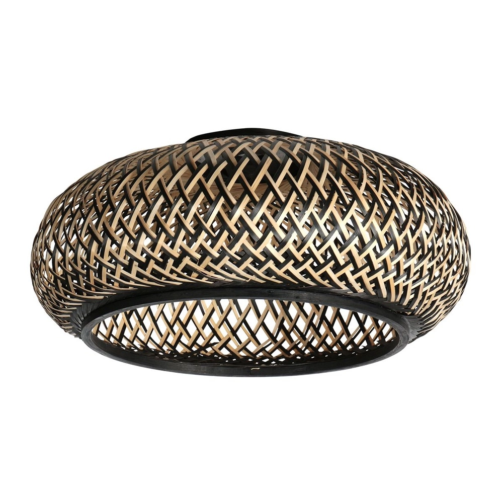 Lampe à arc Solva noir avec capuche en rotin Steinhauer 8712746179132