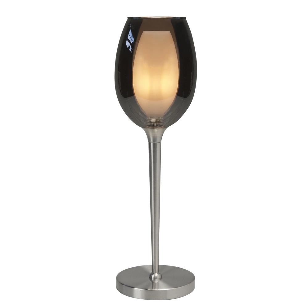 Lampe de table Belle nickel avec verre fumé Lampe de table Belle nickel avec verre fumé