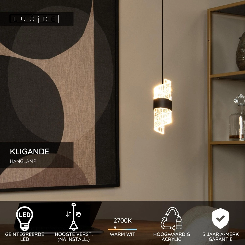Lampe pendante de conception Kligande noir Ø 13cm Lucide 5411212134592