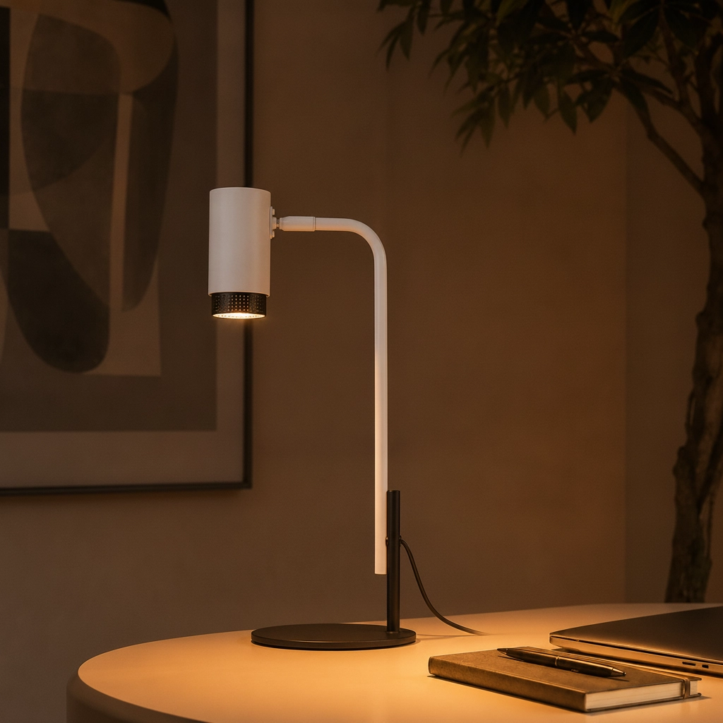 Lampe de bureau Nessi blanc avec noir