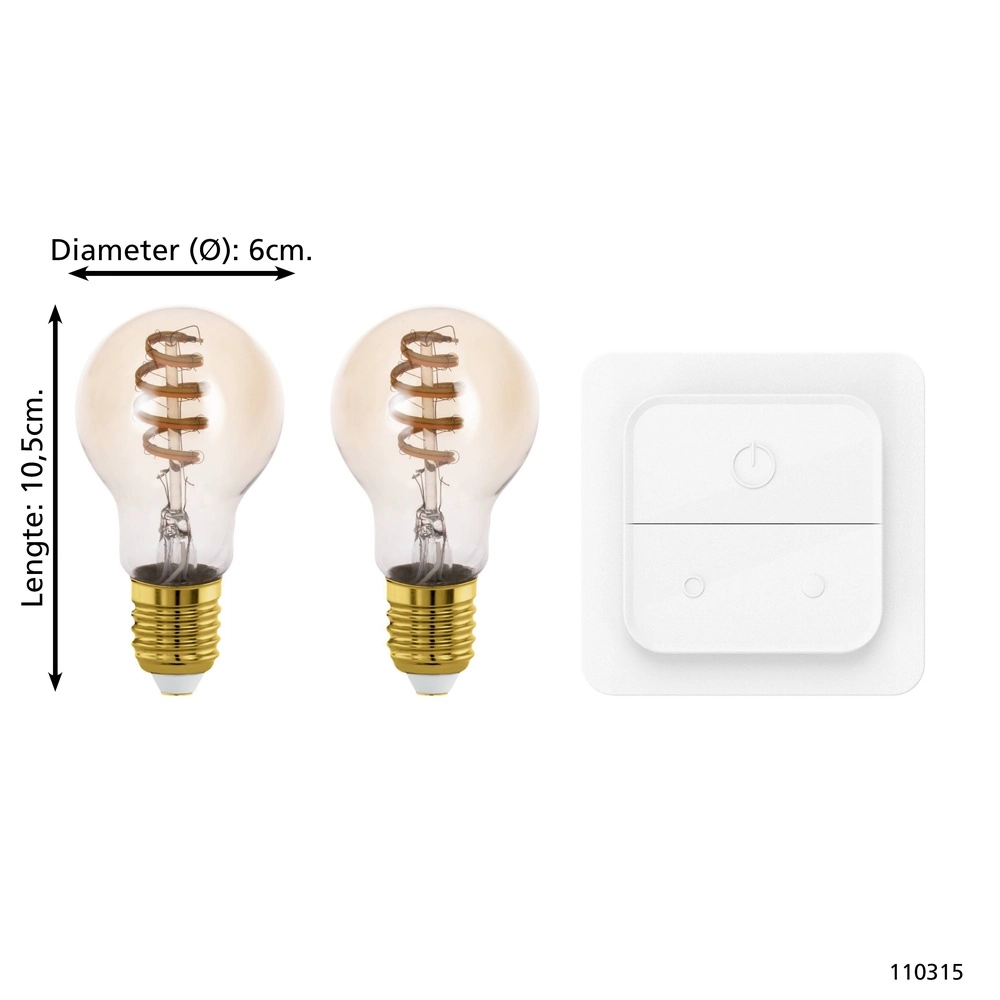 Lot de 2 led Zigbee E27 4,9 W - 360 lm - 2700-6500K - A60 Eglo 9008606293889
