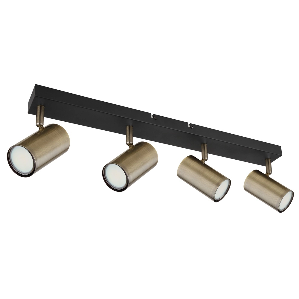 Lampe de plafond à 4 lumières Robby noir avec bronze Globo 9007371430994