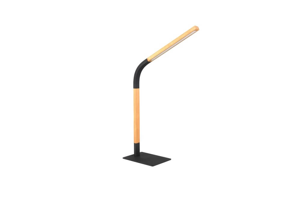Lampe de table flexible Norris noir avec bois Trio 4017807599992