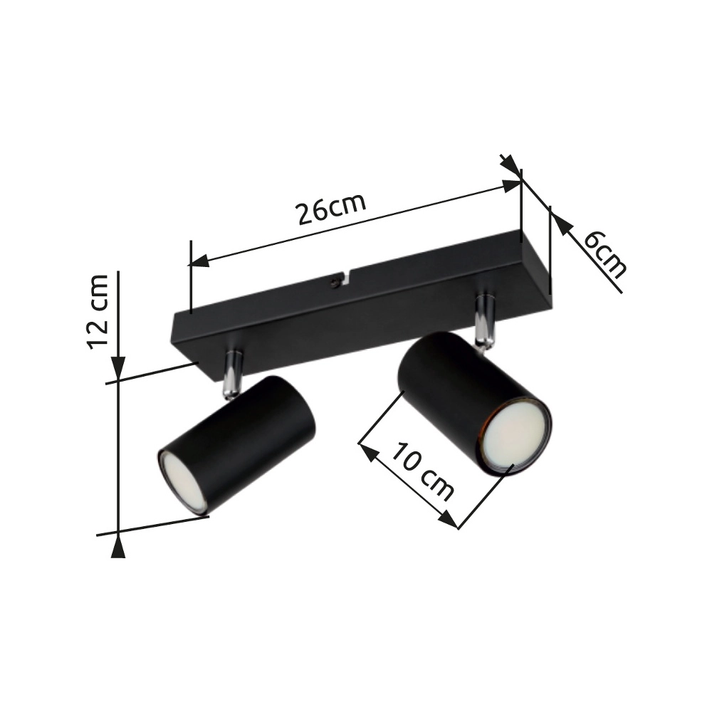 Lampe de plafond à deux lampes Robby Noir Globo 9007371442515
