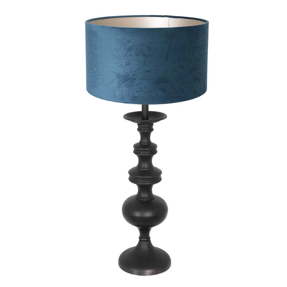 Lampe de table classique Lyons C avec capuche en velours bleu Lampe de table classique Lyons C avec capuche en velours bleu