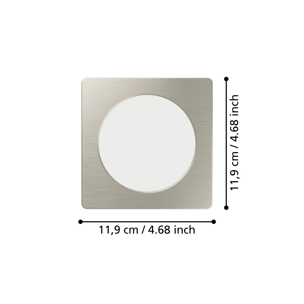 Lampe encastrée Fueva 6 Carré - Acier inoxydable - 11,9x11,9 cm Eglo 9008606330874