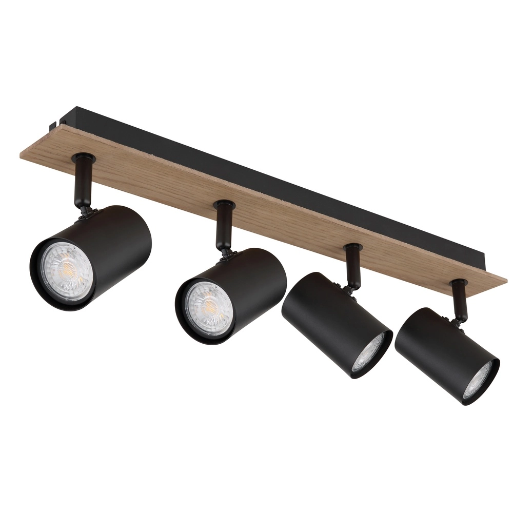 Lampe de plafond Linca 4-noir clair avec bois Globo 9007371458943