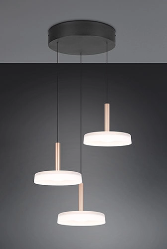 Lampe suspendue LED 3 lumières Celeste verre blanc Trio 4017807627398