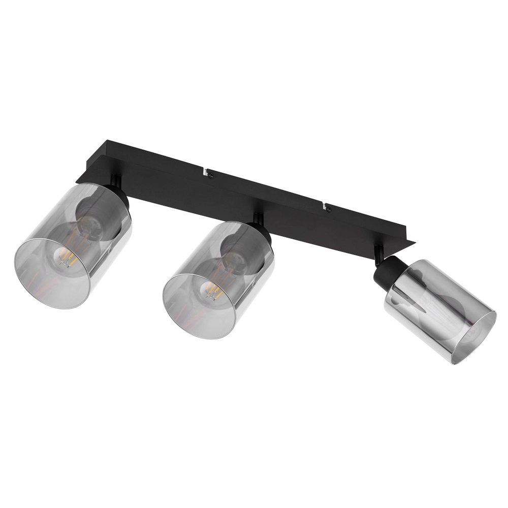 Lampe de plafond Hadera Noir à 3 lumières avec verre fumé Globo 9007371443215