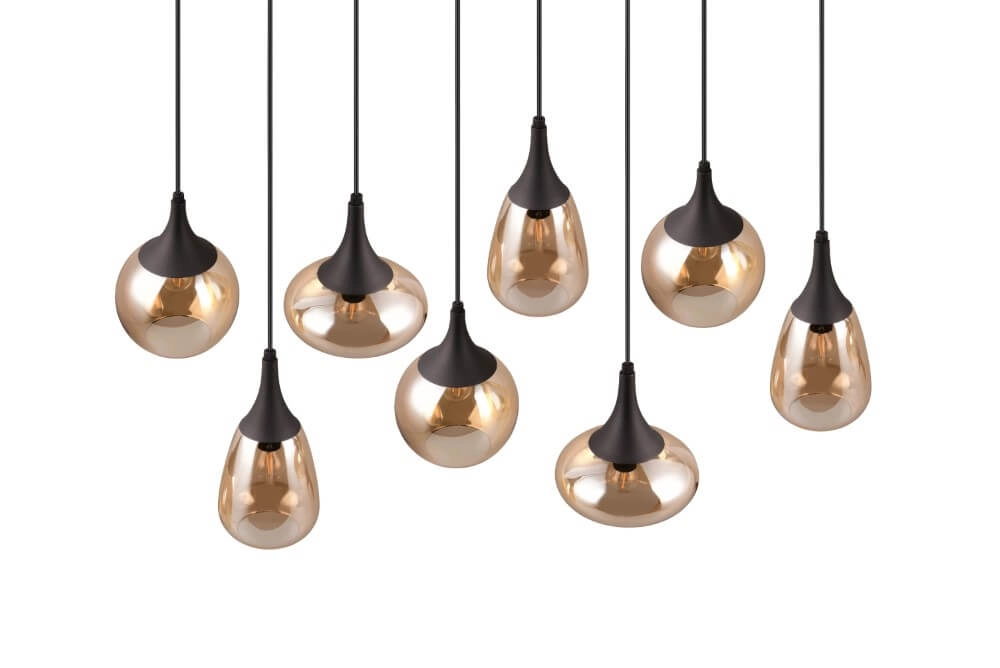 Lampe suspendue 8 lumières Lumina avec verre ambré Trio 4017807577679